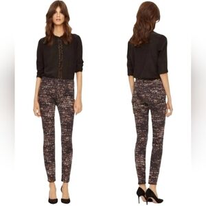 Tory Burch Black Flash Allover Print Skinny Jeans Size 28 Stretch Designer Pants